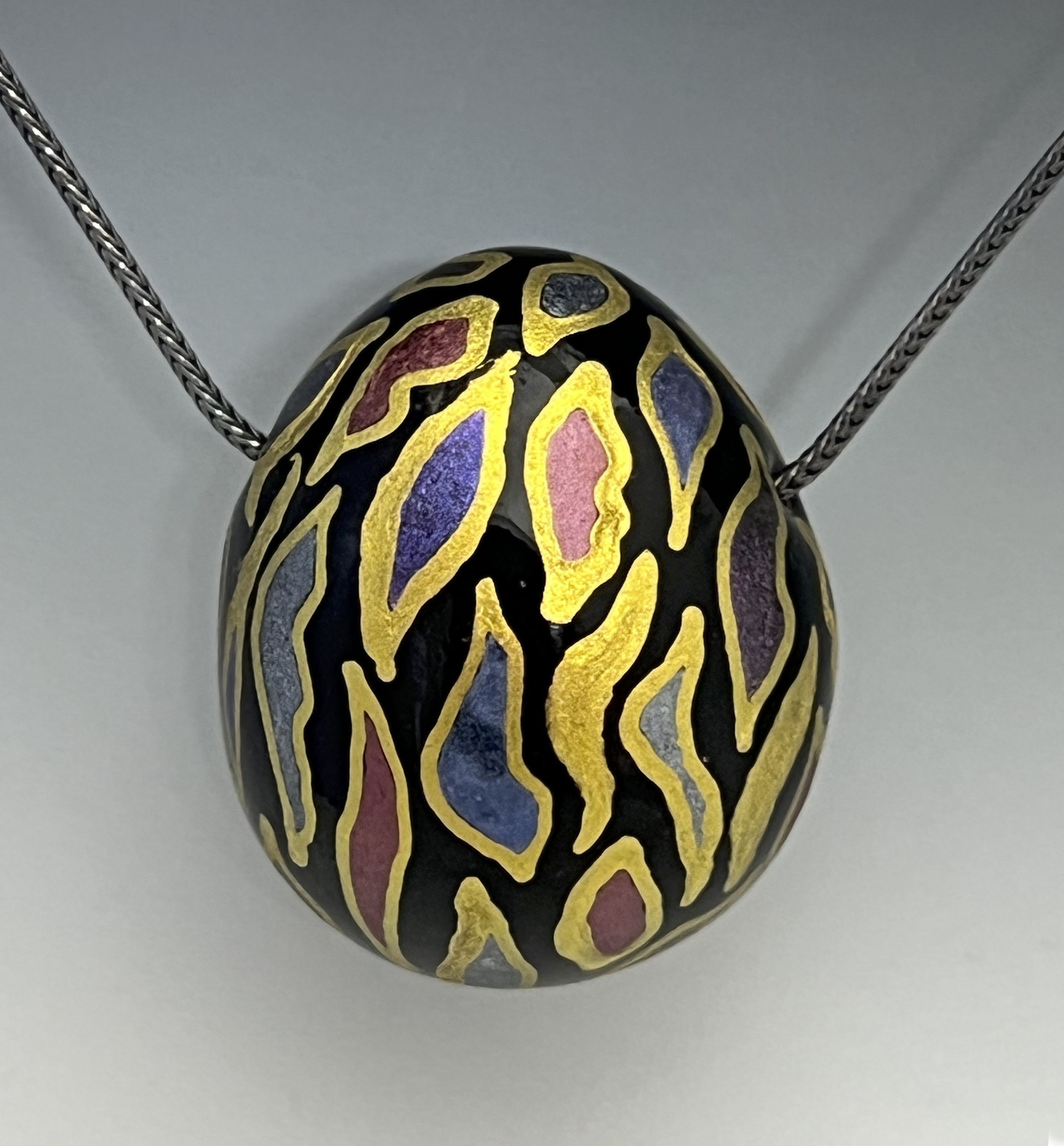 Enameled pendant, made by Cynthia Eid