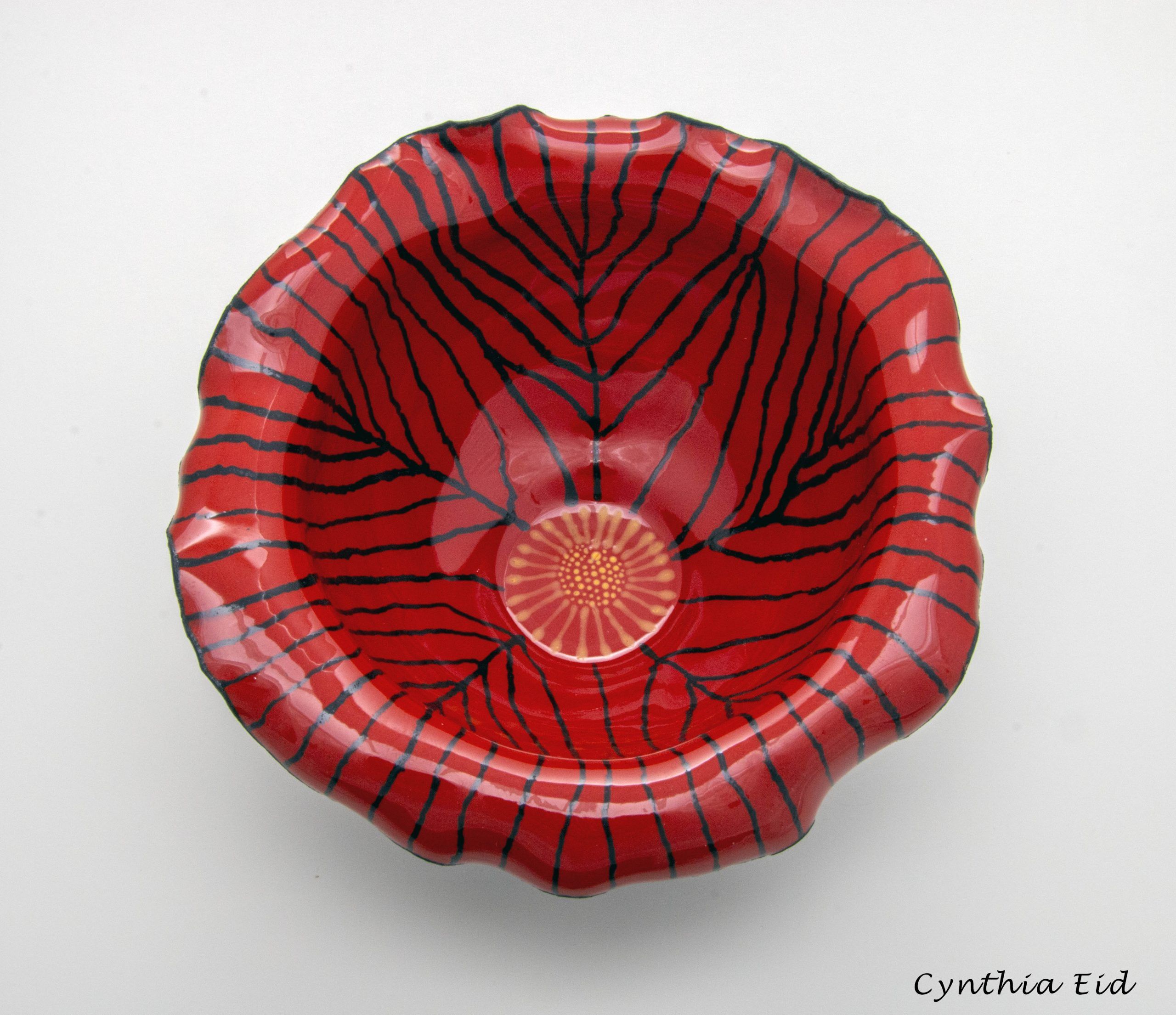 Fleur Rouge, Enameled Vessel, Cynthia Eid