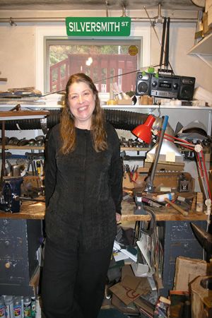 Cynthia in the forming room of her studio